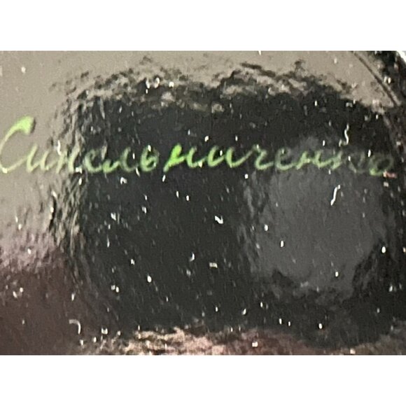 Russian Signed HandPainted Black Lacquer Floral Wall Plates Set Of 3 - 8, 9, 10" - Picture 6 of 7